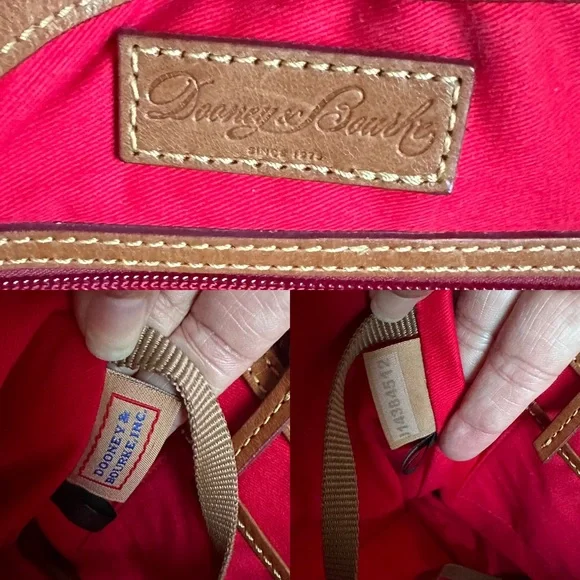 DOONEY & BOURKE Florentine Camel Leather Italian Logo Lock Tote - Picture 14 of 16